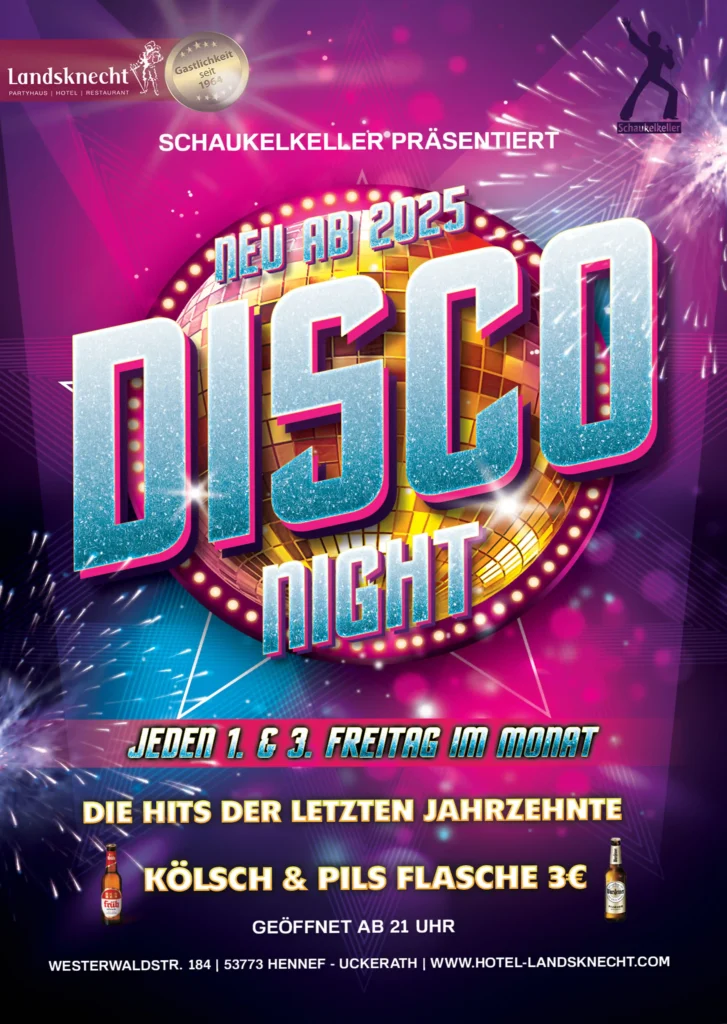 disco night neu ab 2025 freitag schaukelkeller