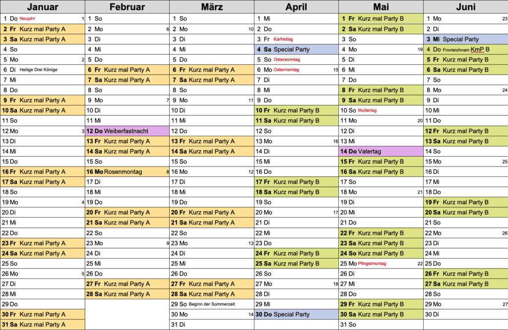 Januar bis Juni Neu 2026