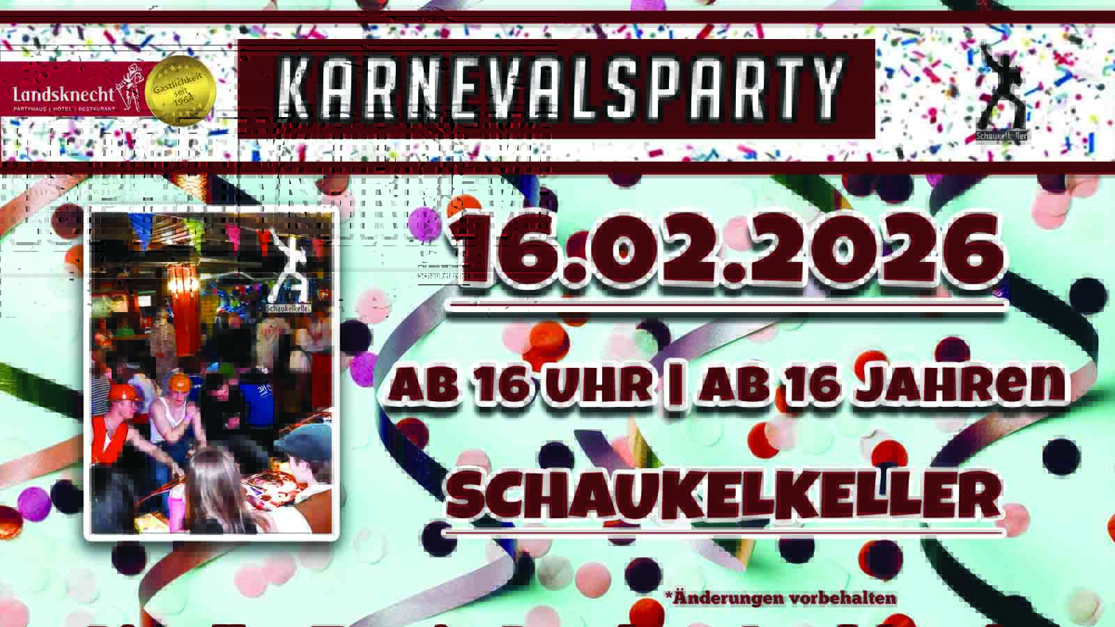 Header Rosenmontag 2026 Schaukelkeller AB 16 Jahren
