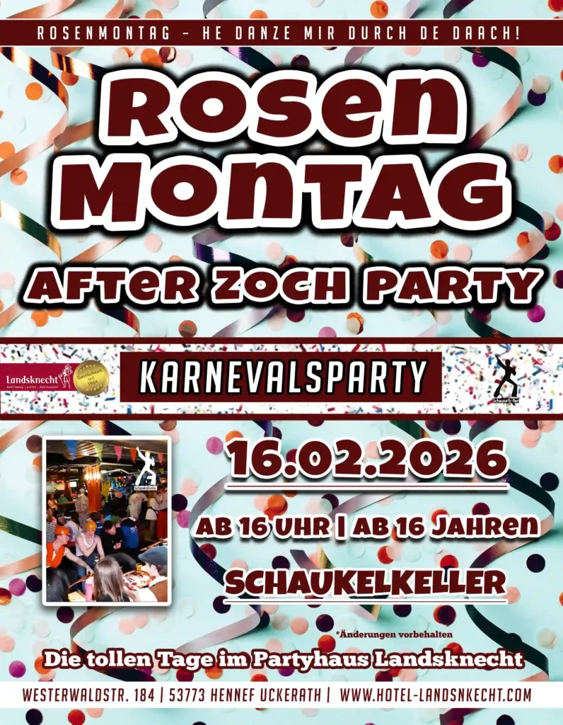 Karneval Rosenmontag Schaukelkeller